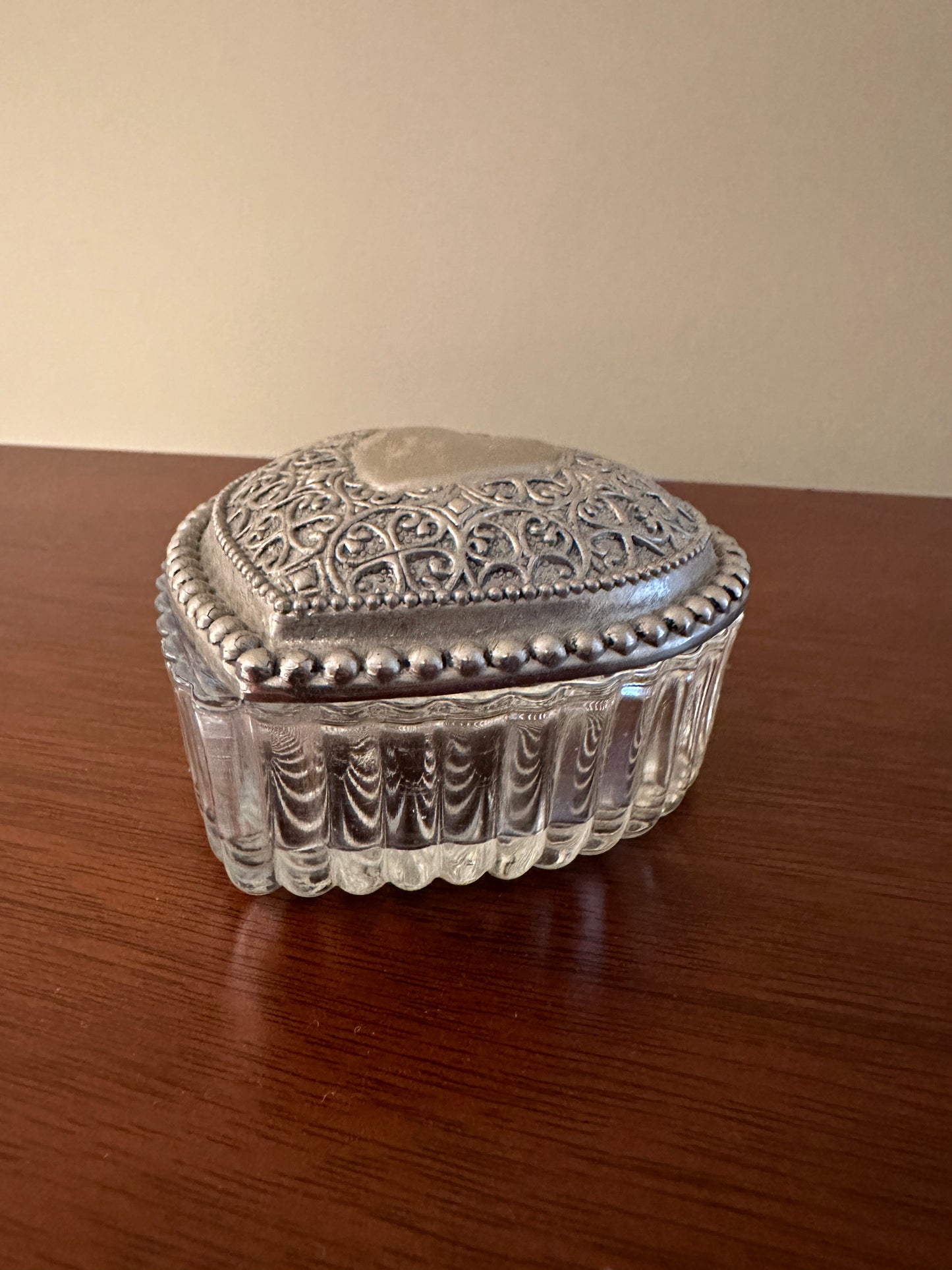 Silver Plated Heart Shaped Trinket Box
