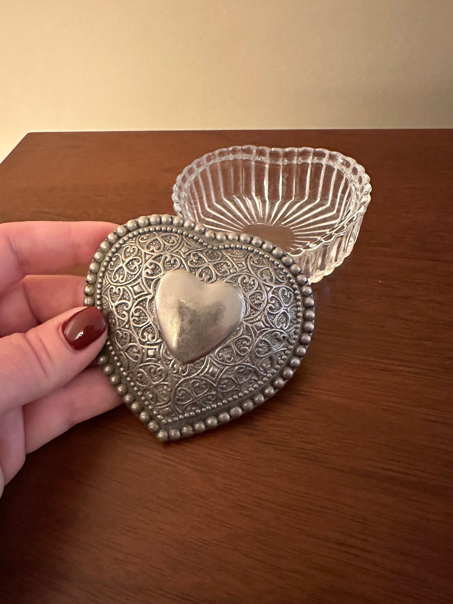 Silver Plated Heart Shaped Trinket Box