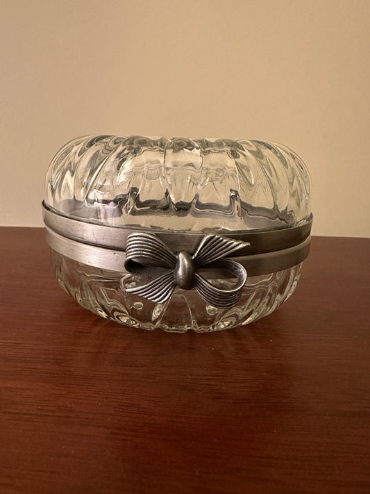 Beautiful Glass Box with Silver Bow