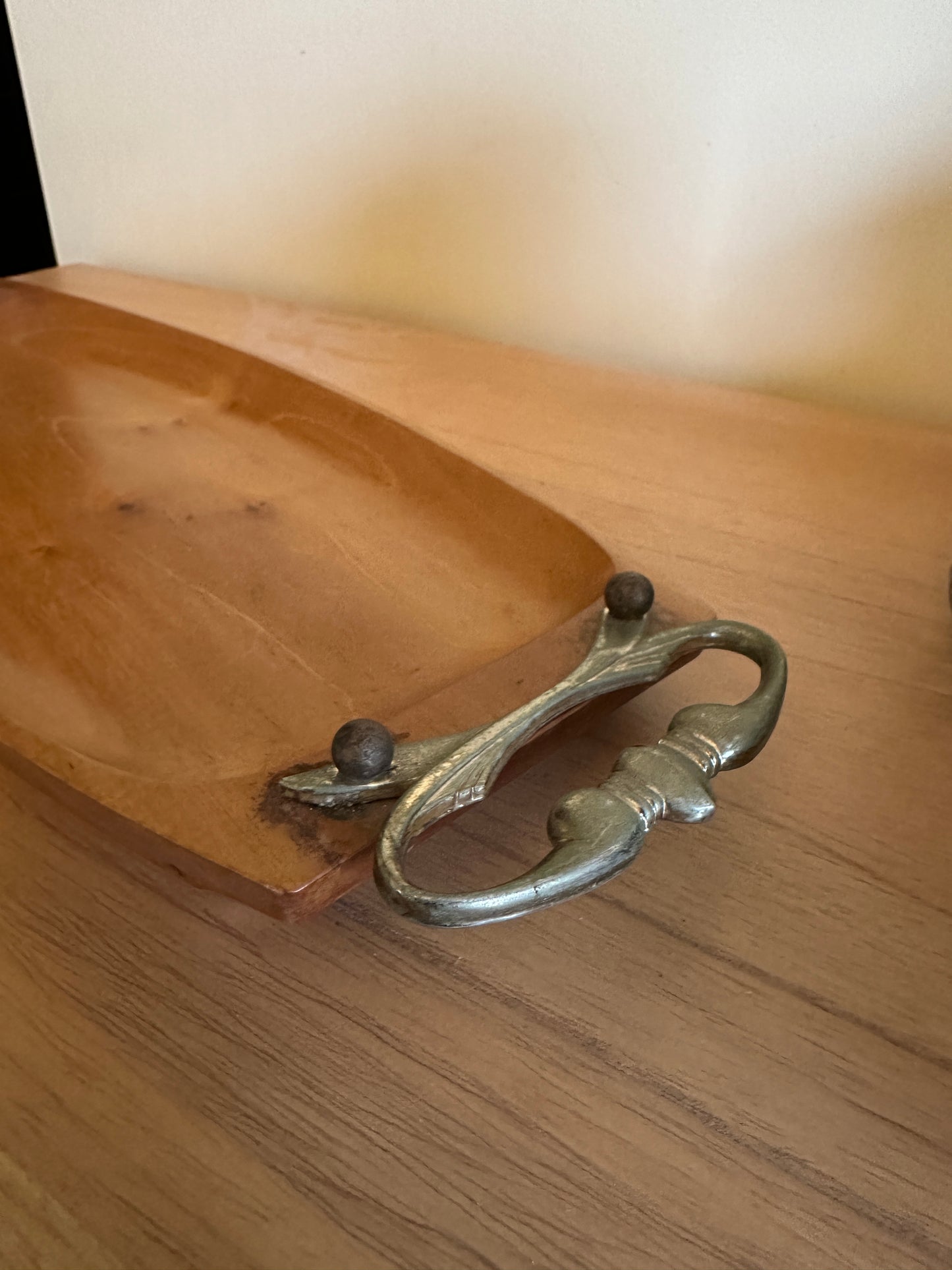 Vintage Rosewood Tray with Brass Handles By Kromex