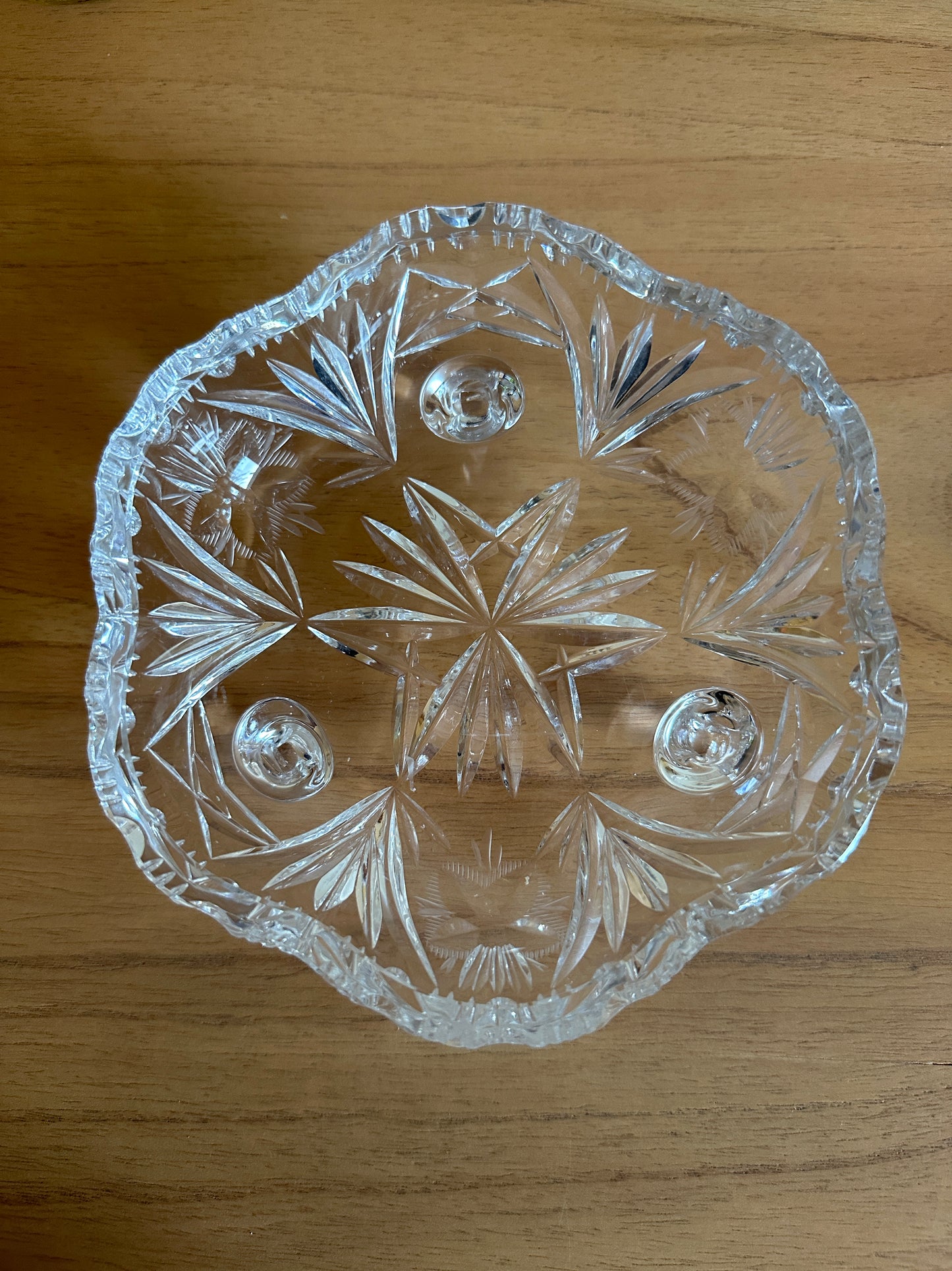 Vintage Victorian Hand Cut Footed Lead Crystal Candy Dish