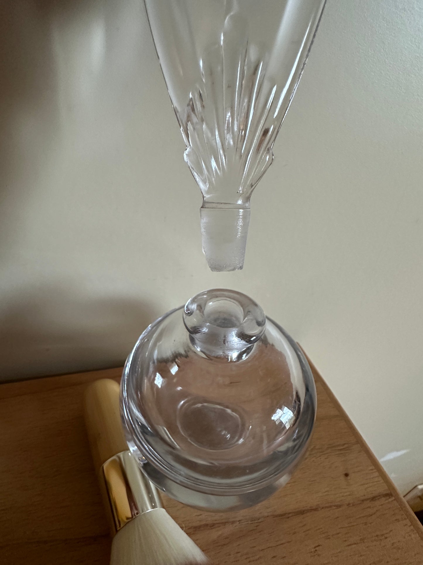 Vintage Crystal Perfume Bottle with Floral Top