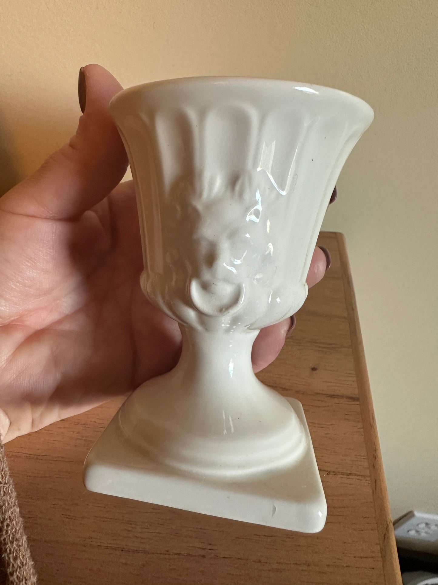 Porcelain White Lion Vase / Urn