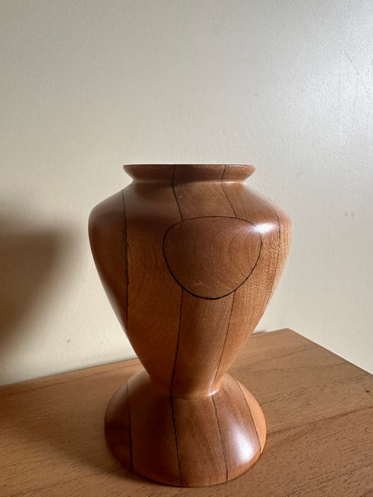 Hand-carved Wood Vase - Artist Signed
