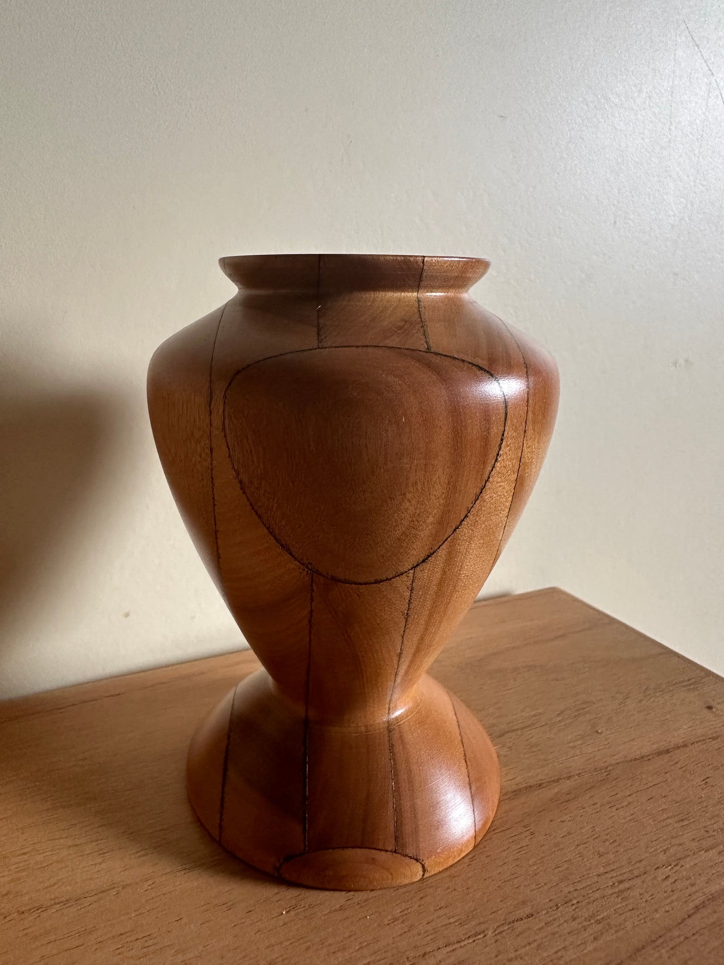 Hand-carved Wood Vase - Artist Signed