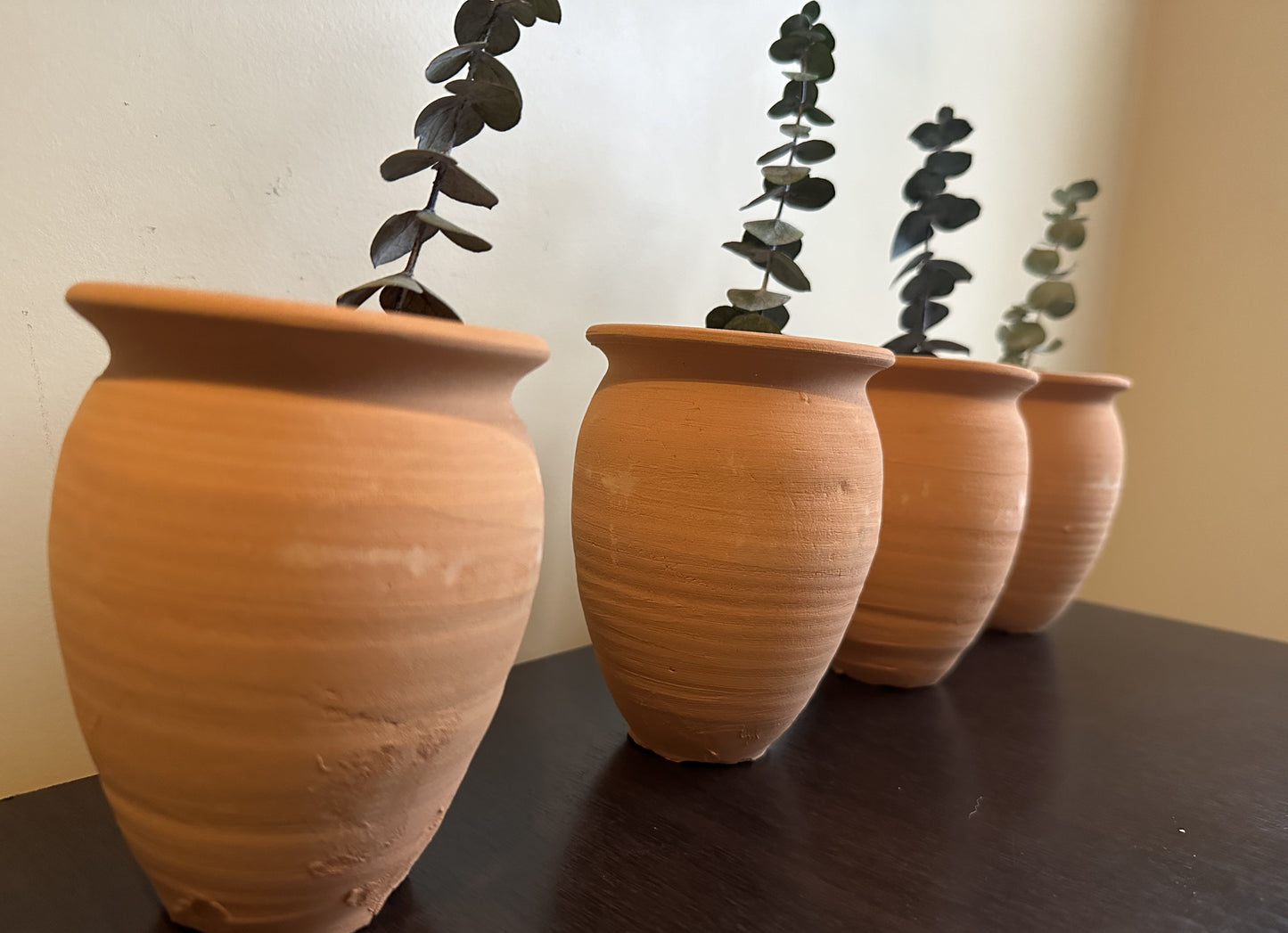Set of 4 Red Clay Mexican Pots