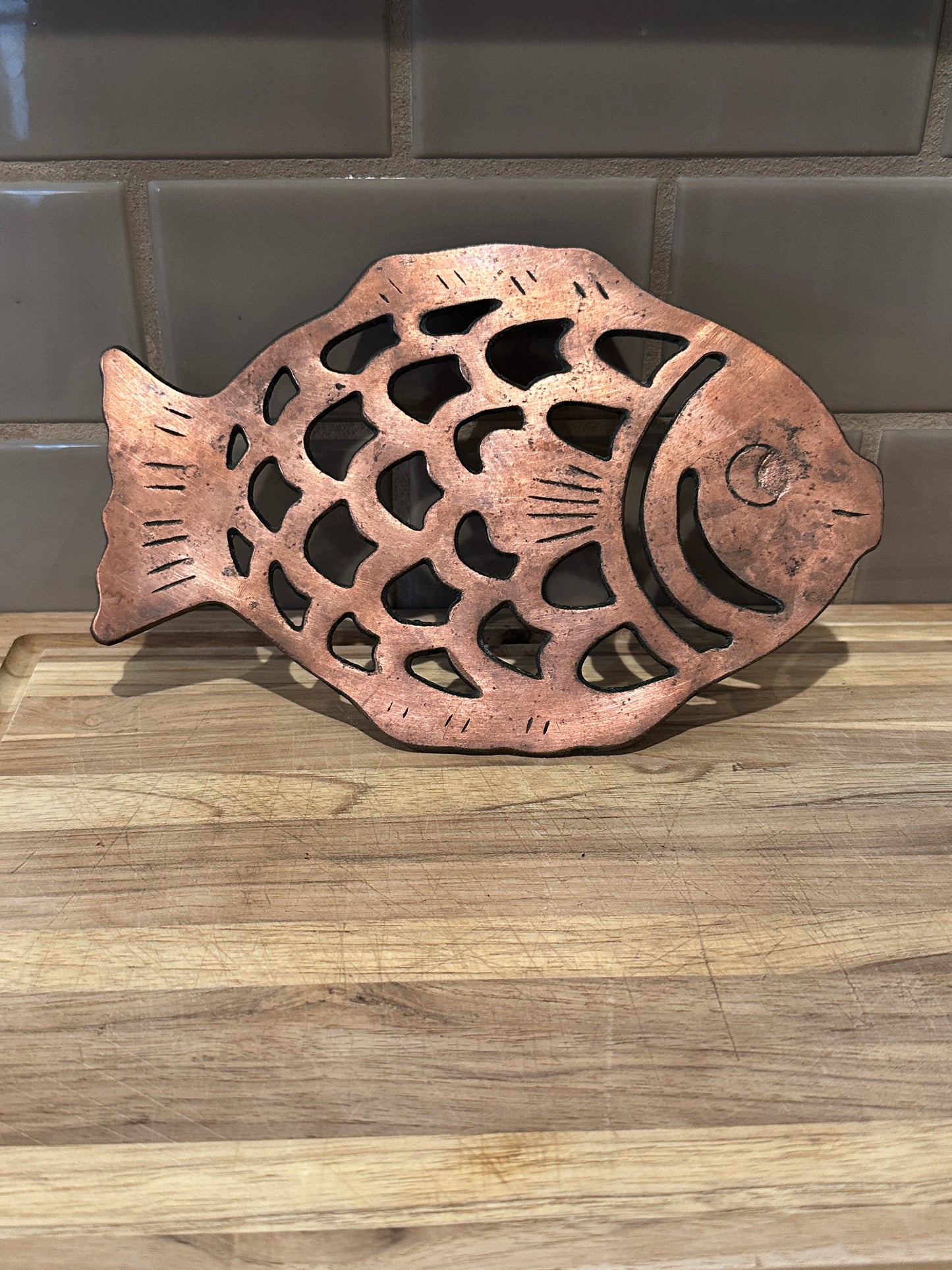 Copper Toned Cast Iron Fish Trivet