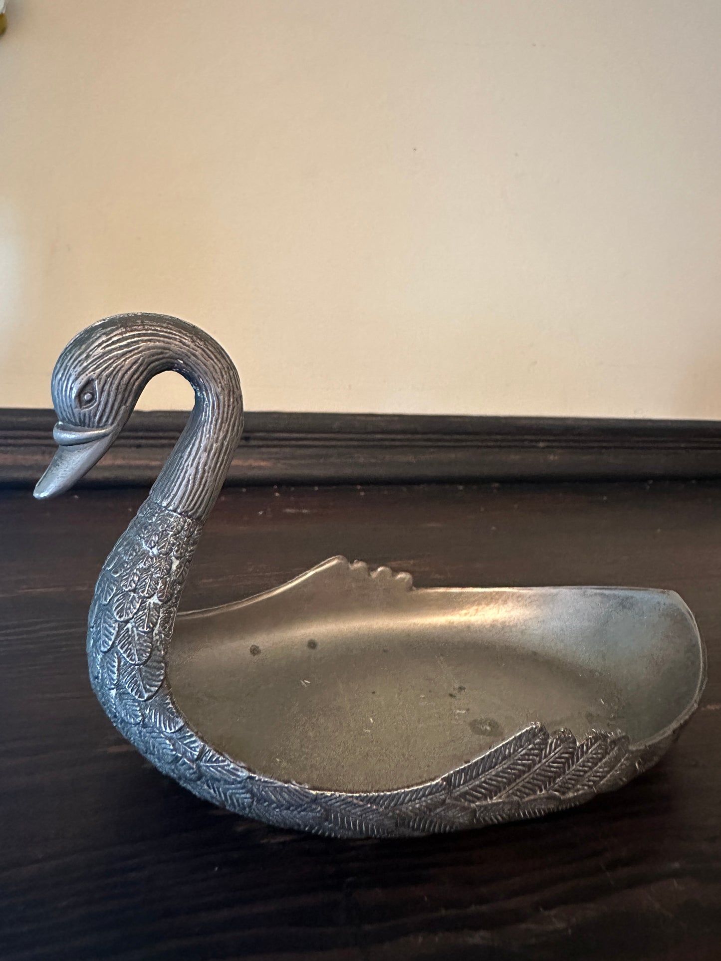 Vintage Metal Swan Trinket Dish