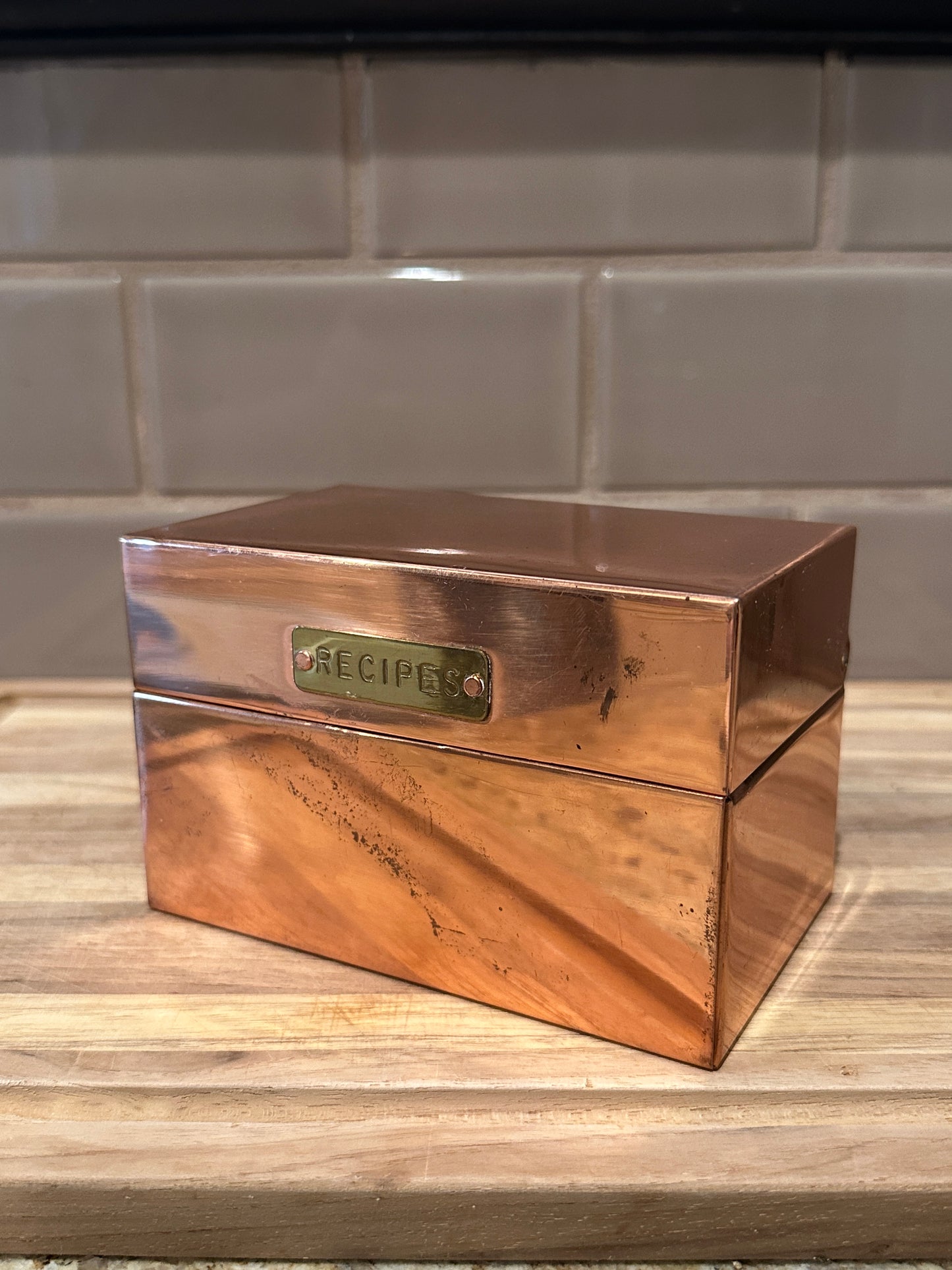 MCM Solid Copper Recipe Box
