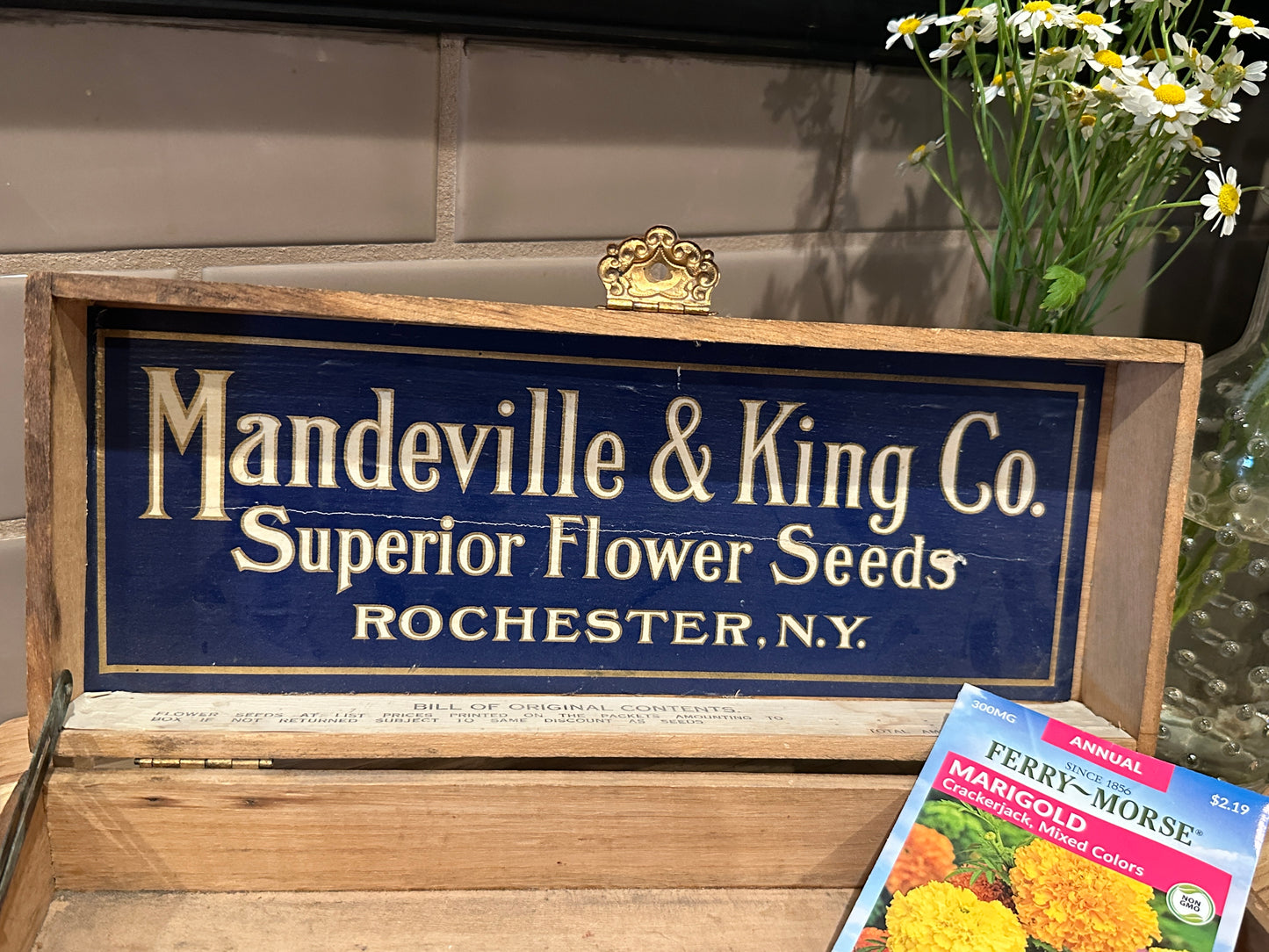 Vintage Mandeville & King Flower Seed Advertising Box, Rochester NY
